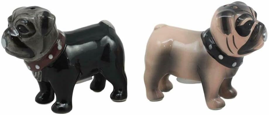 Kissing Love Pugs Decorative Ceramic Salt and Pepper Shakers Set