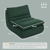 HOMCOM Bodenstuhl mit einteiligem ultrahochdichtem Schaumstoff, Bodensessel Lazy Sofa mit Samtoptik Meditationsstuhl Relaxsessel für Zuhause, Büro, Grün