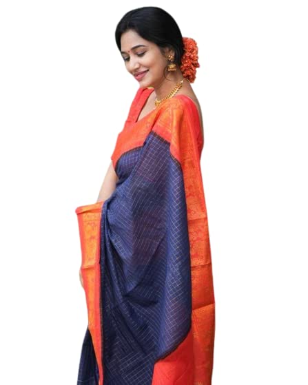 Image of Flosive Women's Kanjivaram Silk Saree With Handloom Weaving Work With Blouse Piece
