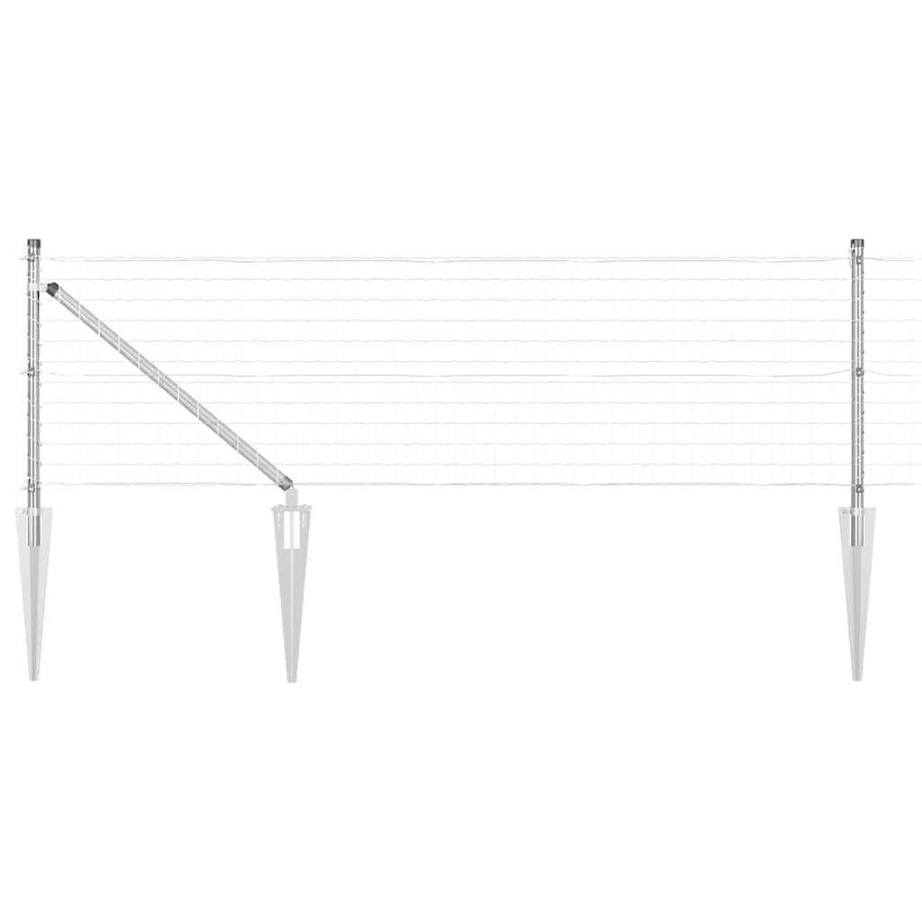 Garden Fence Panel Kit with Post Steel Silver 0.4 x 10 m Outdoor Boundary Security Barrier for Terrace Pet Enclosure Weather Resistant Easy Setup Modern Design