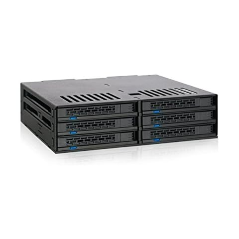 ICY DOCK 6 Bay 2.5” SATA HDD / SSD Hot Swap Tool-Less Backplane Enclosure with Dual Cooling Fan for 5.25” Bay | ExpressCage MB326SP-B Cover