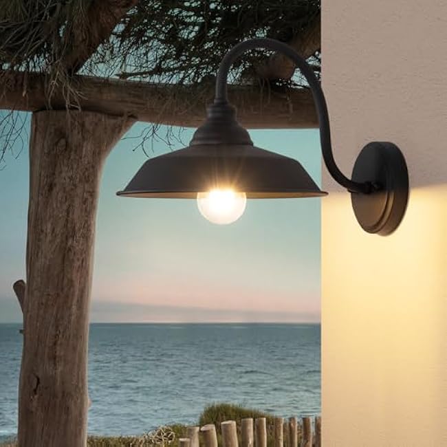 mirrea Farmhouse Wall Light 10 Dome Matte Black