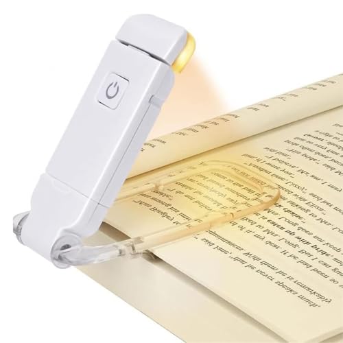 Image of XERGY Plastic USB Rechargeable Book Light For Reading In Bed With Brightness Adjustable For Eye-Protection, Lightweight LED Clip On Book Lights For Book Lovers, 4X4X10 Cm,White