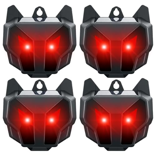 2026 Solar Nocturnal Animal Repeller Predator Eyes Coyote Deterrent with Red LED Flashing Lights IP65 Waterproof Deer Repellent Outdoor Drive Away Raccoon Skunk Fox for Garden Yard(4 Pack)