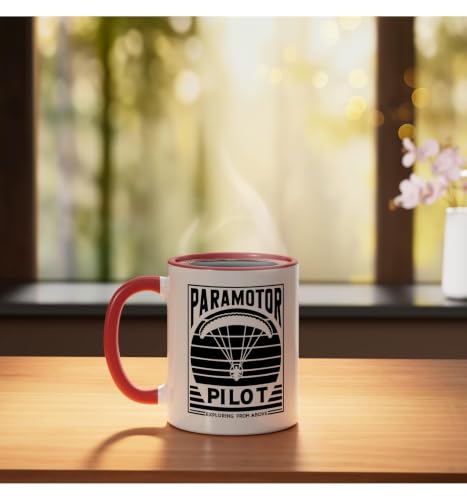Taza de cerámica roja y blanca para café 11 oz miniatura 3