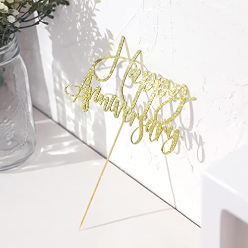 Yesswl Happy Anniversary Cake Topper - Happy Birthday 1/15/16/18/21/30/40/50/60/70/80/90 Party Decoration Cake Topper Supplies,Anniversary Cake Topper, Wedding Anniversary Cake Topper, Company Anniversary Cake Topper #TOP5