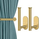 MGahyi Curtain Tiebacks, 2pcs Adhesive and Screw-in Curtain Holdbacks Curtain Holders for Wall Mounted Curtain Pull Backs, Gold Adhesive Curtain Hooks for Drapes