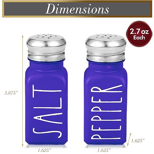 Image of Purple Salt and Pepper Shakers Set by Brighter Barns - Modern Farmhouse Kitchen Decor and Accessories - Cute Salt and Pepper Set - Glass Shakers & Stainless Steel Lids for Home, Restaurants (Purple)