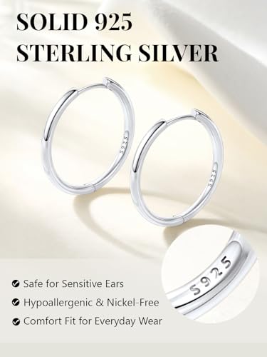 Image of Silvora 14K Gold Plated Huggie Hoop Earrings for Women, Small Sterling Silver Hoops, Hypoallergenic Cartilage Earrings for Sensitive Ears 8 /10 /12 /14 /16 /18 /20MM