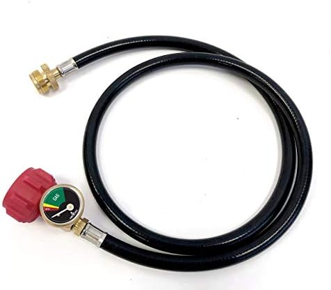 FireDisc4 feet Conversion LP Adapter Hose with Gauginator - Propane Tank Extension Hose - Conversion Gas Line for Outdoor Cooking - LP Gas Line - Refillable - 10.4 x 8 x 1.8 inches
