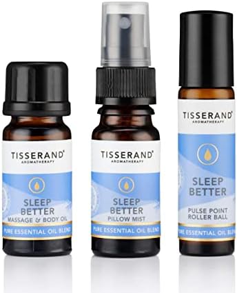 Tisserand Aromatherapy - Sleep Better Discovery Kit - Rollerball, Body Oil & Pillow Mist - 100% Natural Pure Essential Oils - 2x9ml, 1x10ml