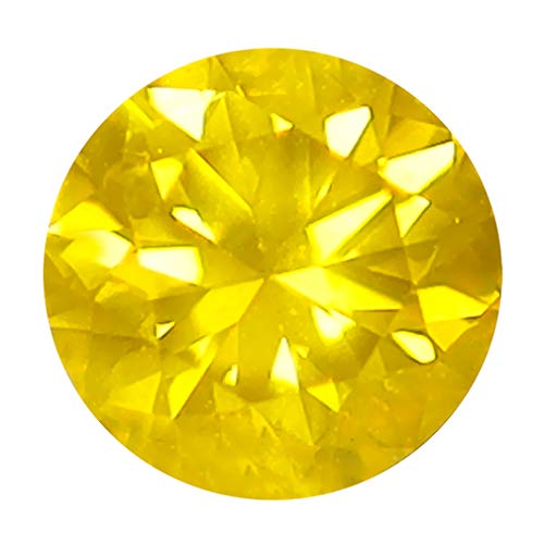 Diamant jaune vif rond de 0.38 carat, la pierre précieuse de 4.66 mm pour un bijou éternel