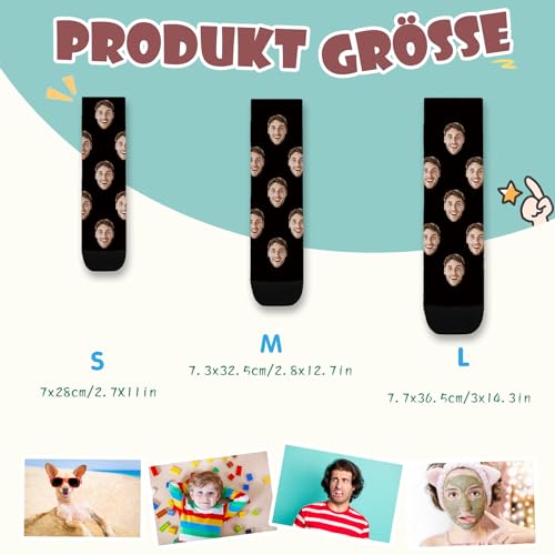 ALBK Personalisierte Socken mit Foto und Gesicht - Individuelle Bilder für Unisex, Damen, Herren - Lustige Weihnachten Geburtstagsgeschenk