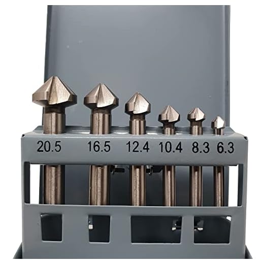 profi-tool-germany 6 delar HSS-G konisk sänkare set 6,3/8,3/10,4/12,4/16,5 och 20,5 mm 90° Z3 i praktisk metalllåda