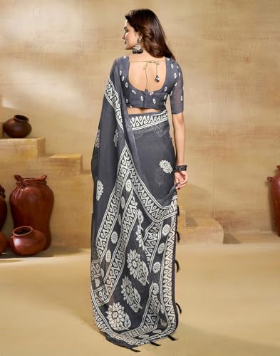 Image of SIRIL Women's Georgette Printed Saree with Unstitched Blouse Piece