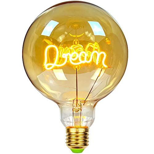 TIANFAN Vintage Ampoules LED Ampoule 4W Dimmable Amour/Maison Lettre Ampoules Décoratives 220/240V E27 Lampe De Table Dream Cover