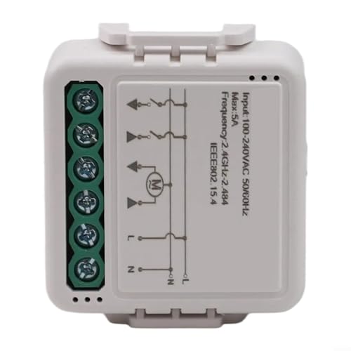 Smart Curtain Switch Module for Roller Blinds and Shutters, WiFi Voice Control with Smart App, Compatible with Google Home, 2.4GHz, IP44, AC 100-250V