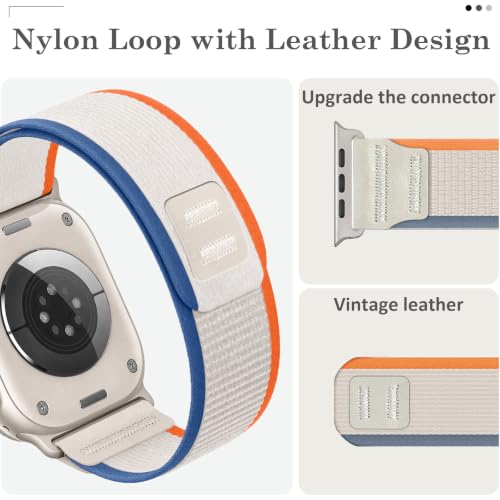 Image of MRAIN-H Nylon Leather Design Compatible with Apple Watch Bands for Men Women Ultra 3 2 1 Series 11 10 9 8 7 6 5 4 SE 3 2, Soft Stretchy Sport Band for iWatch 49mm 46mm 45mm 44mm