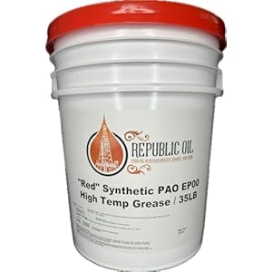 Generic Republic Oil Red Synthetic Pao Ep00 High Temp Grease 35Lb | Compare To Shc 007 | Iso 460 Base Oil | Industrial | Trailer Hub | Lithium Complex | Gear Box Cases 10 412lpbnb62l. sl500 . ss300