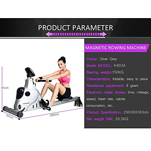 Image of Fitness Equipment Rowing Machine /Folding Magnetic Control Rowing Machine /Full Body Abdominal Exercise Training /Adjustable Fitness Equipment /Aluminum