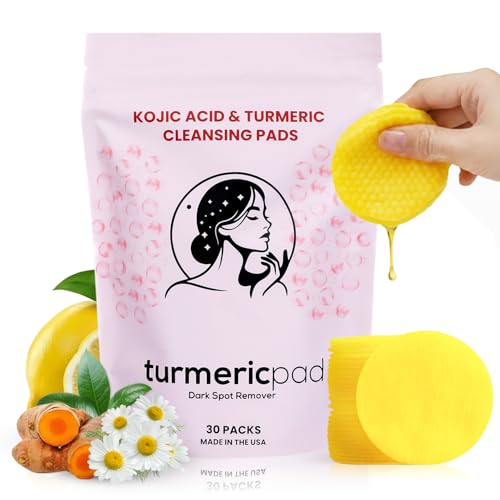 Turmeric Kojic Acid Cleansing Pads 30 Count | Soothing Chamomile | Nourishing & Brightening Oil Control & Even Skin Tone for All Skin Types