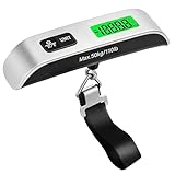 SkyStage Digital Luggage Scale, 110lb Suitcase Weight Scale for Travel with Backlit LCD Display, 4-Unit Switching, Portable Hanging Baggage Scale for Luggage, Backpacks, Packages (Battery Included)