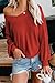 Womens V Neck Chunky Cable Knit Sweaters Oversized Long Sleeve Casual Loose Fall Jumper Tops A-red