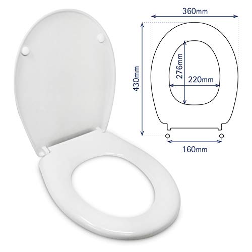 Miniatura 2 de Tapa Wc Compatible Con Victoria Roca Fácil Instalación Y Limpieza Bisagra Acero Inox Materiales De Calidad Asiento Inodoro Resistente Al Rayado Y Químicos Blanco 43 X 36 X 4,5 Cm