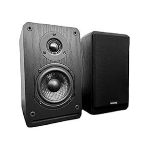 Roxel RBS-300 BK Bookshelf Speaker, Black Wood Effect Cabinet with 4 inch Enhanced Carbon Fibre Woofer, 1 Inch Silk Dome Tweeter, Detailed and Refined Sound150W RMS (Black Wood)