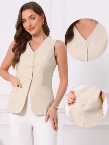 Chaleco lino mujer Allegra K para evitar el calor vistiendo formal 2