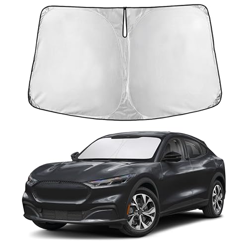 Image of Autovir Windshield Sun Shade Fit for 2021-2024 2025 2026 Ford Mustang Mache Sunshade, Front Car Window Shades Sun Visor, Blocks UV Rays & Heat, Car Accessories