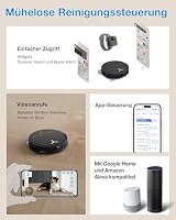 ECOVACS DEEBOT T50 PRO Omni Gen3 Saugroboter mit Wischfunktion, 25.000 Pa, AIVI 3D 3.0, autom. Zugabe v. Reinigungslösung, Reinigung des Mopps bei 75°C, Heißlufttrocknung, 81 mm, Glanzschwarz – Ansicht 9