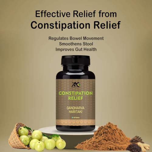 ANC Constipation Fast Relief Medicine | Ayurvedic Colon Cleanser For Gut health | Natural Laxative Haritaki Castor Oil Improves Digestion |Goodbye Isabgol, Powder, Triphala | (60 Tablets)