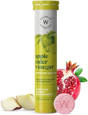Wellbeing Nutrition Apple Cider Vinegar (ACV) for Weight Loss with Mother & Garcinia Cambogia, Pomegranate | Weight Management, Gut Health, Supports Digestion, Boosts Metabolism 17 Effervescent Tablet