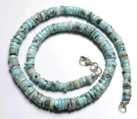 Larimar naturel perles rondelles lisses 5-8.5 mm pour loisirs créatifs et bijoux