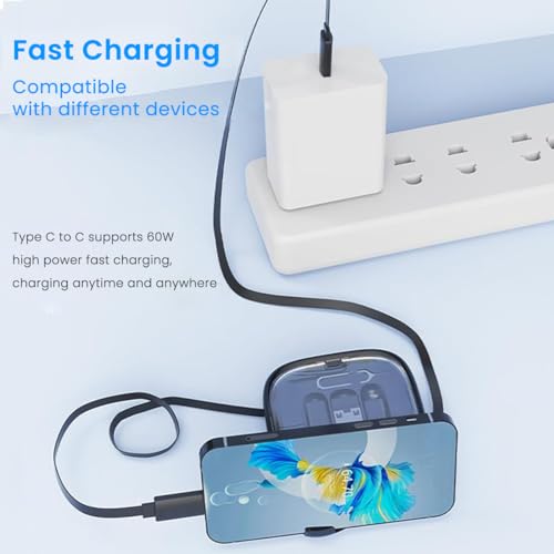Image of Verilux 6 in 1 Fast Charging Cable with Storage Case, All in One Mobile Accessories with Card Slot & SIM Ejection Tool, 3.3Ft Retractable Type C Multi Charging Cable for iPhone, USB A /Type C Devices