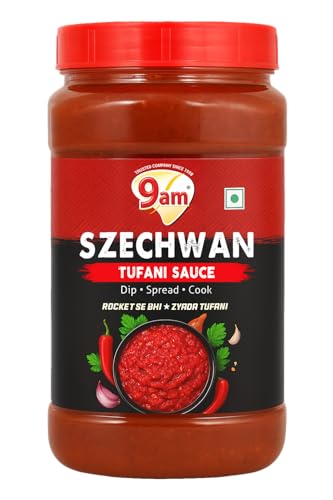 Image of 9AM Szechwan Tufani Sauce 950g, Extra Spicy Chinese Sauce, Multi-Purpose Dip & Spread for Noodles, Pasta, Fried Rice, Momos