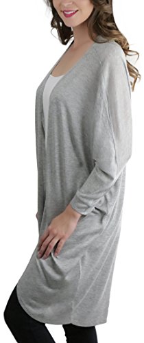 Image of ToBeInStyle Womens Open Front Long Sleeve Lightweight Asymmetrical Draped Cardigan with Side Pockets