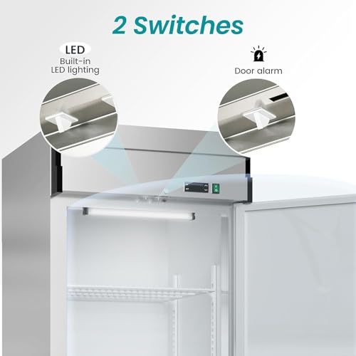 Image of 27 inch Upright Commercial Freezer with 1 Solid Door, -10℉ ~ 10℉, 23 Cu.Ft Stainless Steel Reach-in Freezer,Fan Cooling Freezer with 3 Wheels for Restaurant Bar Garage, ETL and DOE Approved