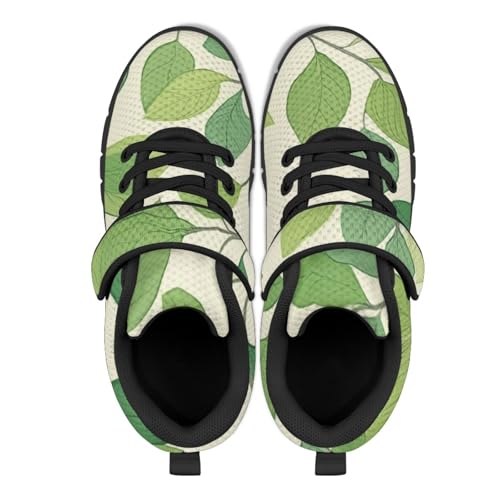 Sneakers for Kids Girls Fashion Walking Cute Soft Lightweight Shoes Casual Daily Wear Non Slip Hook and Loop Hawaiian Flexible Floral Print Running Athletic Gym Sneakers Retro Green,34