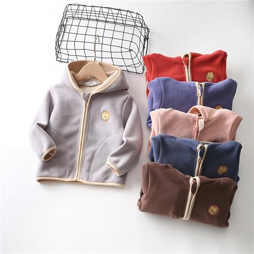 Boys Girls Fleece 𝗛ooded Jacket Long Sleeve Zipper Thick Coat Winter Lightweight Windproof Outwear with Pocket3