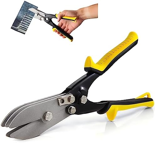 SLNIHAMS 5-Blade Hand Crimper Sheet Metal Tools, Hvac Tool for 24-28 Gauge Duct Work Downspout and Stove Pipe, 10-1/2" Sheet Metal Crimper Gutter End Cap Duct Crimping Tool