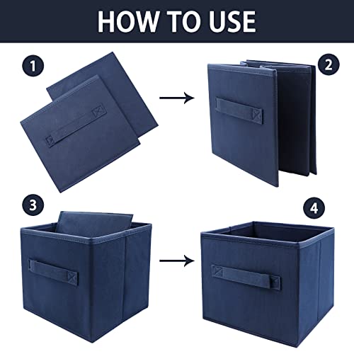 Ebigic Small Storage Bins,Collapsible Fabric Storage Organizer 9.0"X7.5"X7.5",Mini Storage Box,Fit For Closet, Living Room, Bookshelf, Kids Clothes And Toys Storage And Organization Blue #TOP2
