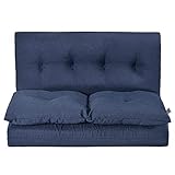 Merax Floor Gaming Sofa Chair Fabric Folding Chaise Lounge, 28' L x 41'W x 23'H, Navy Blue