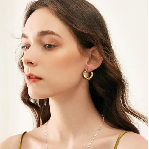 14K Gold Hoop Earrings for Women Small Gold Hoop Earrings 14K Gold Earrings Rotating Small Ball Design Comfortable Gold Earrings for Women Hoop Earrings Womens Jewelry