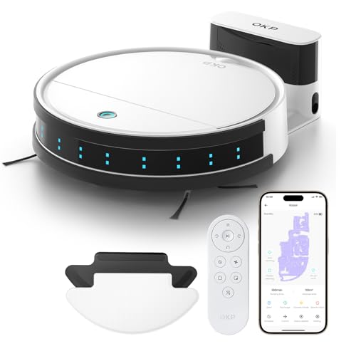 Deal: OKP Robot Vacuum Cleaner K5B, Super Thin, Powerful Suction, Cleaning Schedules, Self-Charging, Robotic Vacuums with Wi-Fi/App/Alexa Control, Ideal for Pet Hair Carpets Hard Floors