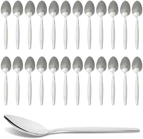 Tea Spoon Set 24PC Stainless Steel Flatware Daily Use Tableware for Home, Party, Camping & Travel Use - Set Consists of 24 Tea Spoons 13cm