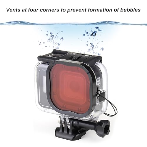 Image of GEPULY 3 Pack Dive Filters for GoPro Hero 8 9 10 11 12 13 Official Waterproof Case (Red, Light Red, Magenta Filters) - Color Correction in Deep Diving /Scuba Snorkeling /Underwater Photography