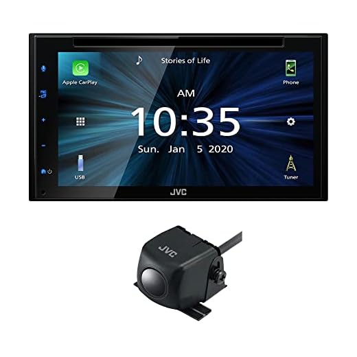 JVC KW-V660BT 6.8" Touchscreen Receiver Compatible with Apple CarPlay & Android Auto Bundled with JVC KV-CM30 Back Up Camera