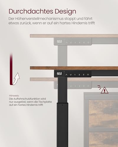 VASAGLE Höhenverstellbarer Schreibtisch elektrisch, 120 x 60 cm – Ansicht 7